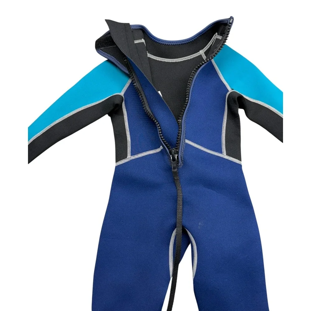 Blue Dive Kids Full Body Wetsuit Blue Teal Neoprene Back Zip Size Small